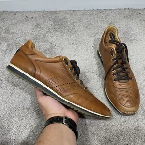 Magnanni Pueblo Perforated Leather Dress Sneakers Men’s Sz 10.5 M Cognac Brown